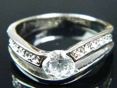 9K White Gold Filled White Sapphire Ring Size P